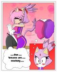 amy_rose blaze_the_cat breast_squish breasts clothing comic dialogue feline female gloves green_eyes hedgehog mammal sandunky sonic_(series) text video_games yellow_eyes 
