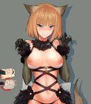  absurdres aleksandra_i_pokryshkin alternate_color animal_costume animal_ears bare_shoulders blonde_hair blood blue_eyes blush brave_witches breasts breasts_outside brown_hair chibi claws cosplay dangerous_beast edytha_rossmann elbow_gloves embarrassed fate/grand_order fate_(series) fur-trimmed_gloves fur_trim gloves grey_background gundula_rall hairband halloween_costume highres large_breasts long_hair mash_kyrielight mash_kyrielight_(cosplay) multiple_girls navel nipples nosebleed panties paw_pose sein_(tgf19911119) shadow short_hair silver_hair simple_background tail tears underwear wavy_mouth wolf_costume world_witches_series 
