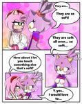  amy_rose blaze_the_cat breast_grab breasts clothing comic dialogue feline female female/female gloves green_eyes hand_on_breast hedgehog mammal sandunky sonic_(series) text video_games yellow_eyes 