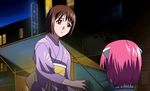  2girls animated animated_gif blood brown_eyes brown_hair decapitation elfen_lied guro japanese_clothes multiple_girls murder pink_hair 