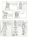  1990s 1997 angry black_and_white chatting clothing comic convenient_censorship dialogue embarrassed english_text eye_contact falco_lombardi fara_phoenix fox_mccloud humor monochrome nintendo sketch star_fox text undressing unknown_artist video_games 