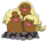  blonde_hair commentary dugtrio english_commentary highres no_humans official_art pink_nose pokemon pokemon_(creature) sugimori_ken transparent_background 