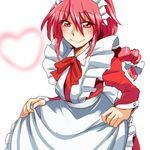  blush eitaisa heart maid maid_headdress okazaki_yumemi red_eyes red_hair solo touhou touhou_(pc-98) 