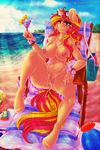  2016 absurd_res anthro anthrofied areola ball beach beach_ball blush breasts chair chest_tuft clitoral_hood clitoris cloud cooler cum cum_drip cum_in_pussy cum_inside cum_on_stomach digital_media_(artwork) dimwitdog dock dripping equestria_girls equine eyewear female hair hi_res holding_object hooves horn long_hair lotion lounge_chair mammal multicolored_hair my_little_pony nipples nude patreon presenting presenting_pussy pussy seaside smile solo straw sunset_shimmer_(eg) tuft two_tone_hair unicorn water 
