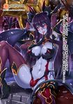  arm_up armor armpits ass_visible_through_thighs aura bare_shoulders bikini_armor black_gloves black_sclera blue_skin blush breasts butter-t celtic_cross cleavage commentary_request demon_(monster_girl_encyclopedia) demon_girl demon_tail demon_wings detached_sleeves earrings finger_licking gloves glowing glowing_eyes hair_between_eyes horns jewelry large_breasts licking long_hair looking_at_viewer monster_girl monster_girl_encyclopedia naughty_face navel patreon_logo patreon_username pointy_ears purple_hair purple_legwear red_eyes revealing_clothes sidelocks sitting slit_pupils smile solo spread_legs stomach tail tattoo thighhighs translated watermark web_address wings 