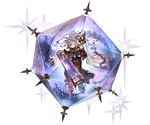  cape floating_hair full_body gloves granblue_fantasy hair_ornament hair_stick harvin instrument koto_(instrument) long_hair minaba_hideo music musical_note navel navel_cutout nio_(granblue_fantasy) official_art playing_instrument purple_eyes purple_hair solo space staff_(music) star star_(sky) transparent_background white_gloves 