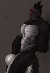  2016 abs against_wall anthro argonian balls biceps big_balls big_penis black_penis black_scales black_tail countershade_tail countershading crest digital_media_(artwork) erection fangs grey_background hands_behind_back humanoid_penis land-shark leaning leaning_back looking_at_viewer male multicolored_scales muscular muscular_male nude pecs penis pinup portrait pose red_eyes red_scales scales scalie sharp_teeth signature simple_background solo spikes teeth the_elder_scrolls three-quarter_portrait two_tone_tail vein veiny_penis video_games white_balls white_countershading white_scales white_tail zomacaius 