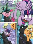  2016 applejack_(mlp) blonde_hair changeling comic cutie_mark dialogue earth_pony english_text equine female feral friendship_is_magic group hair hooves horn horse magic mammal my_little_pony outside pinkie_pie_(mlp) pony queen_chrysalis_(mlp) shrabby text twilight_sparkle_(mlp) vore winged_unicorn wings 