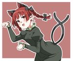  :d animal_ears blush braid breasts cat_ears dress extra_ears fang highres juliet_sleeves kaenbyou_rin kz_oji long_sleeves looking_at_viewer medium_breasts multiple_tails open_mouth paw_pose pointy_ears puffy_sleeves red_eyes red_hair smile solo tail touhou twin_braids twintails two_tails 