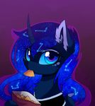  blue_eyes blue_fur cosmic_hair equine eyelashes female feral friendship_is_magic fur hair horn looking_at_viewer magnaluna mammal my_little_pony nude princess_luna_(mlp) purple_background simple_background solo winged_unicorn wings 