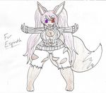  2016 anthro big_breasts big_butt breasts brown_fur butt canine clothed clothing eevee female fox fur hair heterochromia hi_res huge_butt ling_angrec_arkt&auml;ndr mammal multi_breast nintendo pink_hair pok&eacute;mon purple_eyes red_eyes shortstack spread_arms torn_clothing traditional_media_(artwork) video_games white_fur wolfespada 