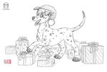  canine dalmatian dog feral gift grey_nose hay kacey male mammal nude open_mouth paws simple_background smile solo teeth tongue traditional_media_(artwork) white_background 