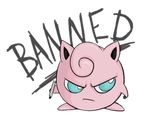  &gt;:| :t angry banned blue_eyes full_body jigglypuff marker no_humans pokemon simple_background solo text transparent_background underlined 