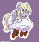  alasou blonde_hair derpy_hooves_(mlp) equine feathered_wings feathers female feral friendship_is_magic fur grey_feathers grey_fur hair mammal my_little_pony pegasus purple_background simple_background smile solo wings yellow_eyes 