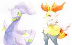  2013 ambiguous_gender braixen enon feral nintendo pok&eacute;mon simple_background tagme video_games white_background 