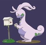  2014 ambiguous_gender digital_media_(artwork) enon feral letter mailbox nintendo pok&eacute;mon purple_background simple_background slime standing tagme video_games 