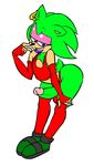  anthro balls blue_eyes daredemon7000 ear_piercing erection girly green_hair hair hedgehog looking_at_viewer male mammal penis piercing scourge_the_hedgehog smile solo sonic_(series) video_games 