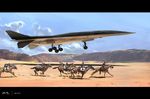  airplane anachronism bad_id bad_pixiv_id cloud day desert highres horse jet landing landing_gear letterboxed military original realistic sand space_craft spirit_chiasma twitter_username vehicle_request 