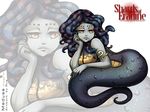  breasts cleavage clothed clothing fangs female medusa mythology orange_eyes reptile scalie snake solo 