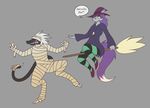  breasts broom canine clothed clothing dialogue dreamkeepers english_text female fox fur grey_background grey_fur hair hal_adhil male mammal miri_rodgers purple_hair reptile scalie simple_background stratica text the_wayward_astronomer white_hair 