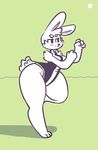  anthro blush breasts clothed clothing cupcake_(oriole) english_text female fist fur lagomorph leotard mammal model_sheet oriole_(artist) outside rabbit shoulder_tuft small_breasts smile solo standing sun text thick_thighs tuft white_fur wide_hips 