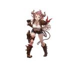 :d black_gloves blue_eyes boots brown_footwear draph elbow_gloves full_body gloves granblue_fantasy horns jewelry karva_(granblue_fantasy) minaba_hideo necklace official_art open_mouth pink_hair pink_legwear pointy_ears short_hair short_shorts shorts single_elbow_glove single_thighhigh smile solo thighhighs transparent_background 