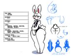  anthro big_butt blush breasts butt clothed clothing cupcake_(oriole) english_text female frown fur half-closed_eyes holding_arm lagomorph leotard mammal model_sheet open_mouth oriole_(artist) rabbit shoulder_tuft simple_background skimpy small_breasts smile solo standing text thick_thighs tuft white_background white_fur wide_hips 