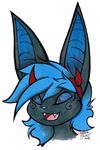  2016 anthro bat black_fur blue_hair blue_nose dreamkeepers fangs female fur hair horn mammal shadow-of-nights simple_background solo vanth white_background 