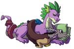  2016 antlers cuddling discord_(mlp) dragon duo friendship_is_magic horn lopoddity male my_little_pony pillow spike_(mlp) wings 