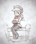  2016 anthro anthrofied applejack_(mlp) assasinmonkey cowboy_hat cup earmuffs equine female freckles friendship_is_magic hat horse mammal my_little_pony pony scarf solo 
