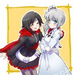  arms_around_back blush closed_eyes crossed_arms highres iesupa multiple_girls ruby_rose rwby scar weiss_schnee 