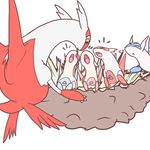 ambiguous_gender cute eyes_closed latias latios legendary_pok&eacute;mon mother nest nintendo offspring open_mouth parent pok&eacute;mon simple_background tongue unknown_artist video_games white_background yellow_eyes young 