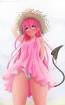  1girl cameltoe hat lala_satalin_deviluke panties pink_eyes pink_hair ric9duran standing tail to_love-ru to_love-ru_darkness 