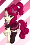  2016 beauty_mark cherry_jubilee_(mlp) clothed clothed_feral clothing earth_pony equine eyelashes eyeshadow female feral friendship_is_magic green_eyes hair hi_res horse legwear long_hair looking_at_viewer makeup mammal multicolored_hair multicolored_tail my_little_pony one_eye_closed pony raised_hoof red_hair smile solo two_tone_hair wickedsilly wink 