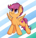  2016 cutie_mark equine eyebrows eyelashes feathered_wings feathers female feral friendship_is_magic hair hi_res mammal my_little_pony orange_feathers pegasus purple_eyes purple_hair scootaloo_(mlp) smile solo spread_wings wickedsilly wings 