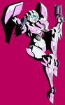  angry arcee autobot blue_eyes cybertronian female frown gun holding_object holding_weapon humanoid looking_at_viewer machine not_furry pink_background ranged_weapon robot simple_background solo standing teeth transformers tyrranux weapon 