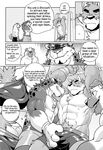  2016 abs anthro armpits biceps bulge canine chest_tuft clothed clothing comic dog feline fur male mammal muscular muscular_male pecs shirt takemoto_arashi topless tuft 
