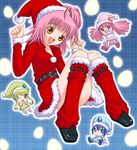  christmas guardian_chara hinamori_amu hoshikuzu_junction miki_(shugo_chara!) multiple_girls ran_(shugo_chara!) santa_costume shugo_chara! suu_(shugo_chara!) 