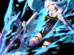  alternate_costume aqua_hair armor blue_eyes breasts brynhildr_(fate) brynhildr_romantia fate/empire_of_dirt fate/prototype fate/prototype:_fragments_of_blue_and_silver fate_(series) hair_over_one_eye large_breasts long_hair solo swd3e2 weapon 