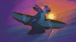  absurd_res alien anthro anthrofied digital_media_(artwork) disney dutch_angle experiment_(species) hi_res lilo_and_stitch male mammal nude outside sea shiuk stitch sunset surfboard wallpaper water 