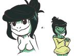  2014 amphibian anthro breasts clothing english_text featureless_breasts female frog green_skin inkyfrog simple_background smile solo standing text white_background 