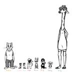  2016 anthro barefoot caitlin_vison clancy_(inkyfrog) clothed clothing disney english_text eyewear fan_character feline female giraffe glasses group hands_in_pockets hoodie hugh_muskroura inkyfrog koala lagomorph male mammal marsupial maxine_d&#039;lapin mustelid percy_vison polecat rabbit raccoon simple_background skunk standing text white_background zootopia 