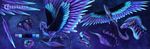  ambiguous_gender black_feathers blue_feathers blue_fur claws digital_media_(artwork) dragon feathered_dragon feathered_wings feathers feral fur furred_dragon isvoc model_sheet nude purple_background purple_feathers purple_fur simple_background solo standing wings 