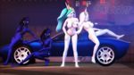  anthro breasts car doctor-sfm equine feet female friendship_is_magic grin horn lidded_eyes looking_at_viewer mammal my_little_pony nipples no_tail princess_celestia_(mlp) princess_luna_(mlp) smile tongue tongue_out vehicle 