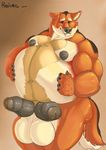 2016 5_fingers anthro balls belly biceps big_balls big_belly black_nipples black_nose black_penis brown_fur brown_tail canine claws coyote digital_media_(artwork) diphallism erection front_view fur hand_on_stomach hi_res humanoid_penis looking_at_viewer male mammal multi_penis multicolored_fur multicolored_tail muscular muscular_male navel nipples nude obese orange_fur orange_tail overweight overweight_male pecs penis portrait raivenderouthelion_(artist) signature simple_background smile solo standing tan_background tan_fur thick_penis three-quarter_portrait uncut white_balls white_fur white_tail 