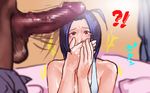  blue_hair censored idolmaster idolmaster_(classic) interracial miura_azusa out_of_frame penis penis_awe red_eyes solo_focus take_(draghignazzo) 
