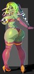  2016 absurd_res big_breasts big_butt boots bra breasts butt clothed clothing dixi-q elbow_gloves eyewear female footwear glasses gloves gorgon green_hair green_skin hair hi_res high_heels legwear lips looking_at_viewer monster monster_girl_(genre) panties red_eyes reptile scalie shoes short_hair skimpy smile snake snake_hair solo thigh_high_boots thigh_highs umbrella under_boob underwear 