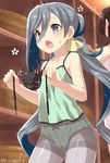  ? bare_shoulders bathhouse black_panties blue_eyes bow bow_panties camisole changing_room clothes_theft cowboy_shot crotch_seam green_panties grey_hair hair_between_eyes holding holding_panties indoors kantai_collection kiyoshimo_(kantai_collection) long_hair looking_down low_twintails multiple_girls open_mouth panties panties_removed panties_under_pantyhose pantyhose polka_dot polka_dot_panties revision shelf side-tie_panties spoken_question_mark theft thighband_pantyhose tongue torimaru twintails twitter_username underwear underwear_theft untied untied_panties very_long_hair yamato_(kantai_collection) 