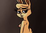  2016 anthro areola black_background breasts disney female inkyfrog lagomorph looking_back mammal maxine_d&#039;lapin nipples nude rabbit side_view simple_background solo zootopia 