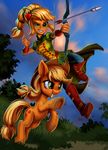  2016 applejack_(eg) applejack_(mlp) bow_(weapon) clothing duo equestria_girls equine female friendship_is_magic harwick horse human mammal my_little_pony pony ranged_weapon weapon 